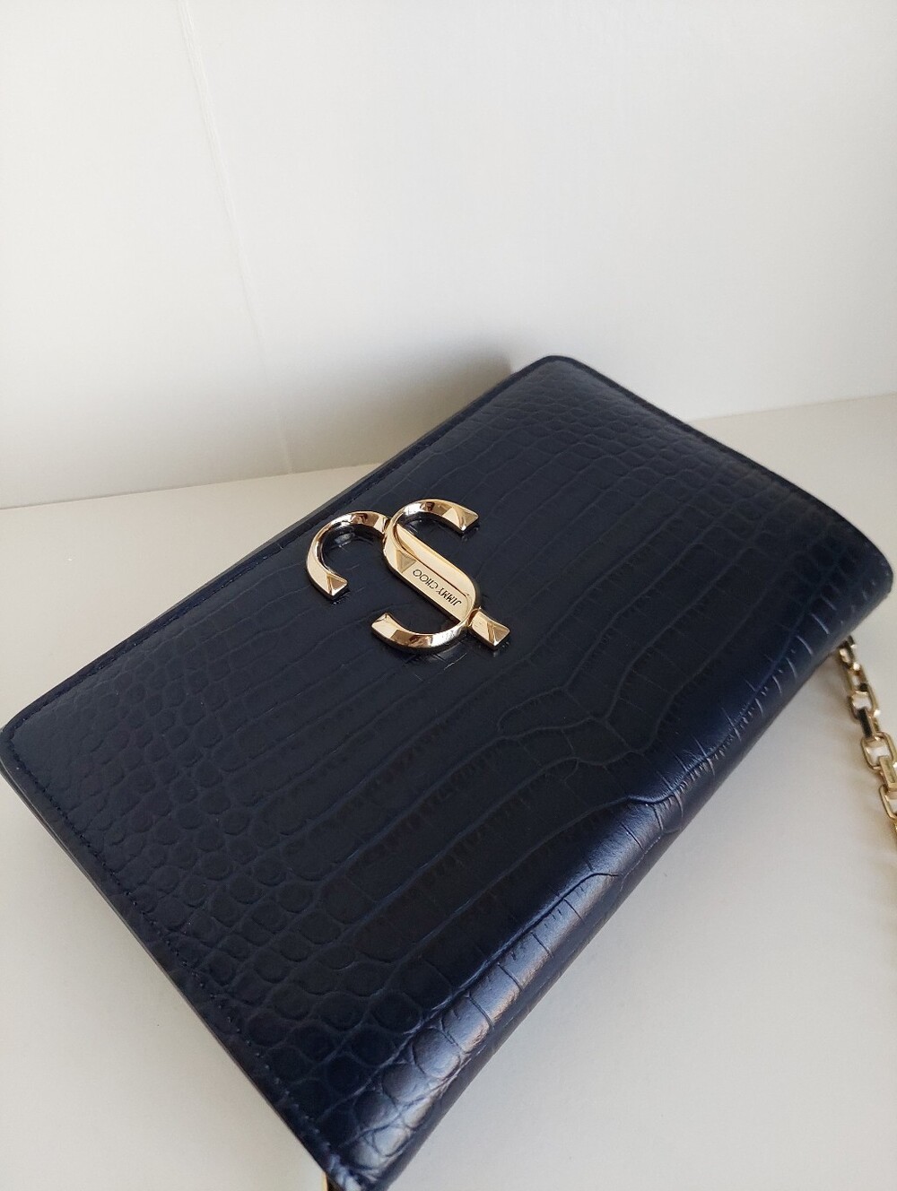 Jimmy Choo Varenne Navy Blue Croc Clutch Bag - Picture 8 of 17